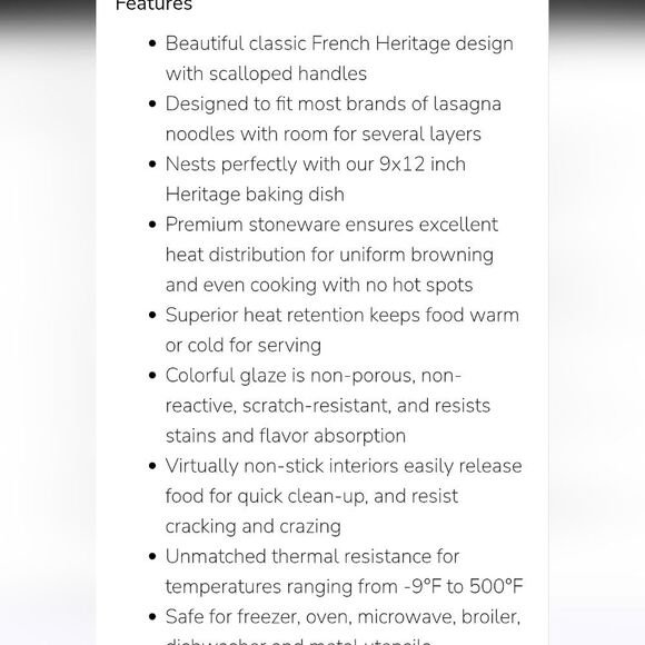 Le Creuset Heritage 26cm Retangular Baking Dish- Agave - Picture 6 of 10